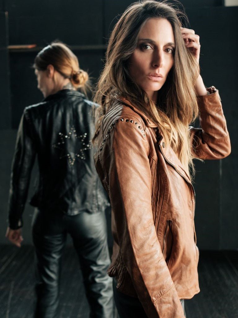 Biker Cuero Estrella Camel - Bor spa