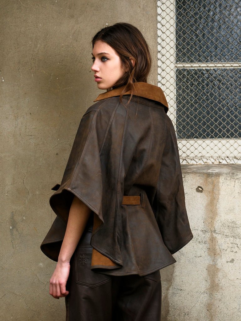 Capa Reversible Cuero y Gamuza Color Camel - Bor spa