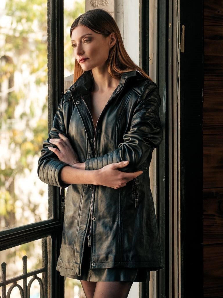 Chaqueta de Cuero Acacia Color Café - Bor spa