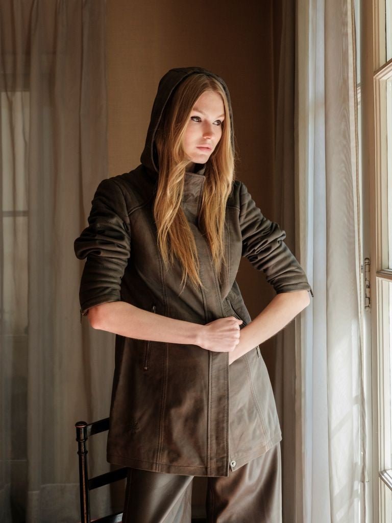Chaqueta de Cuero Acacia Color Café - Bor spa
