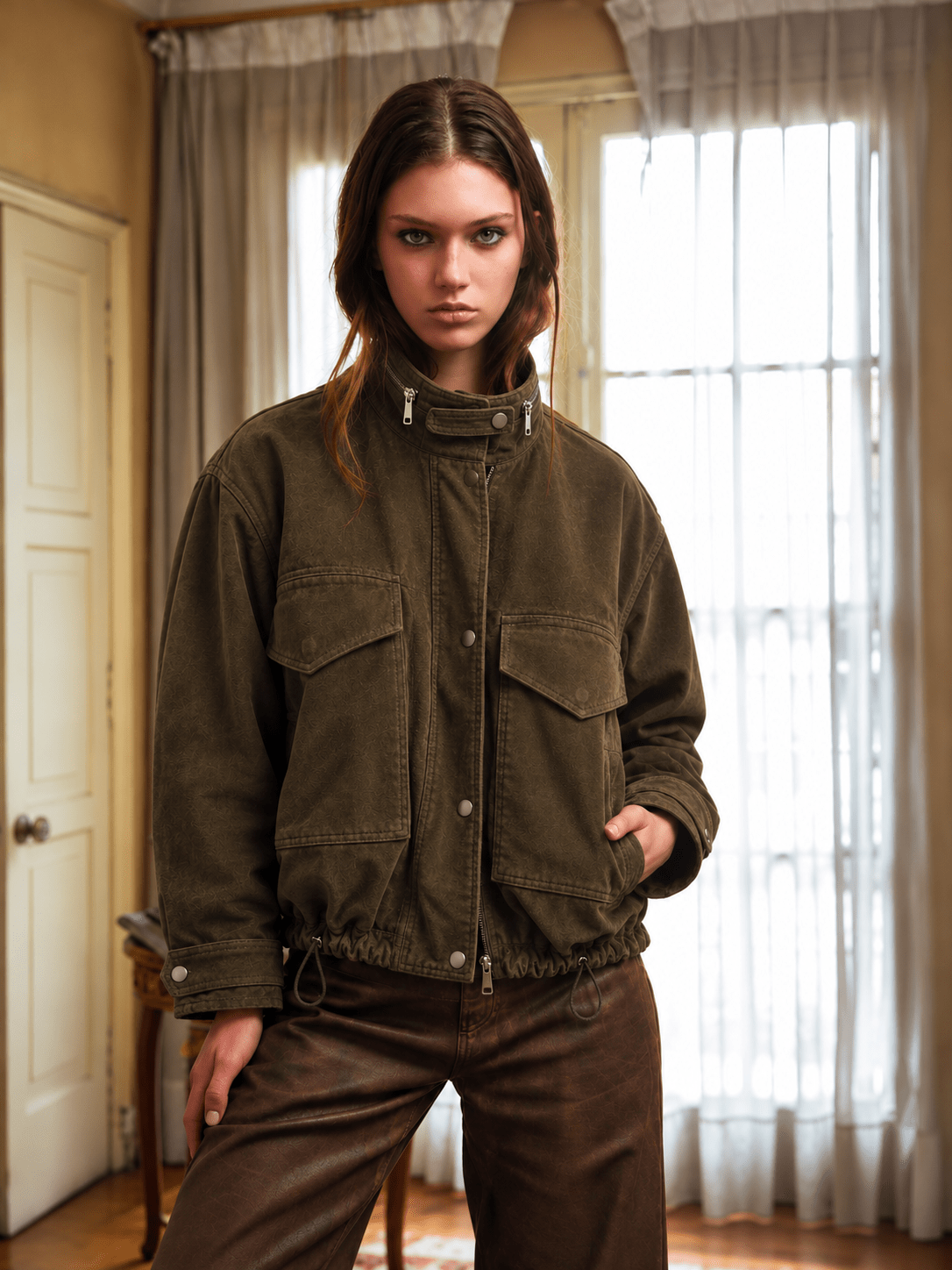 Chaqueta Gamuza Chloe Verde - Bor spa