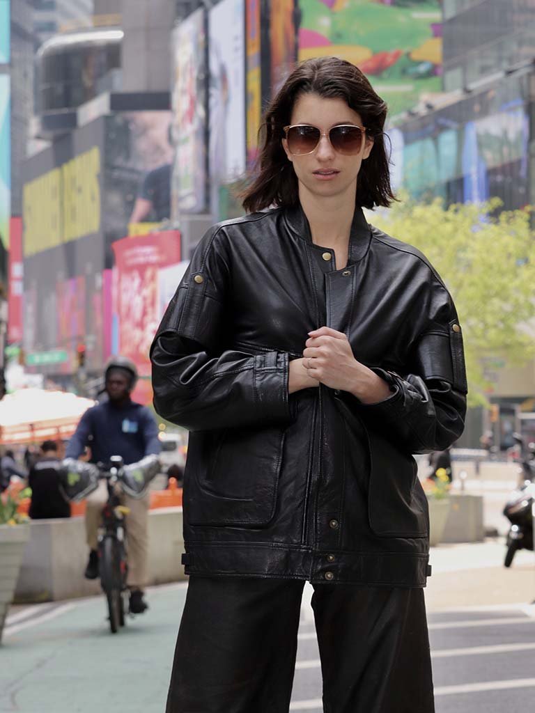 Chaqueta Holly Cuero Negro Oversized Biker | BOR