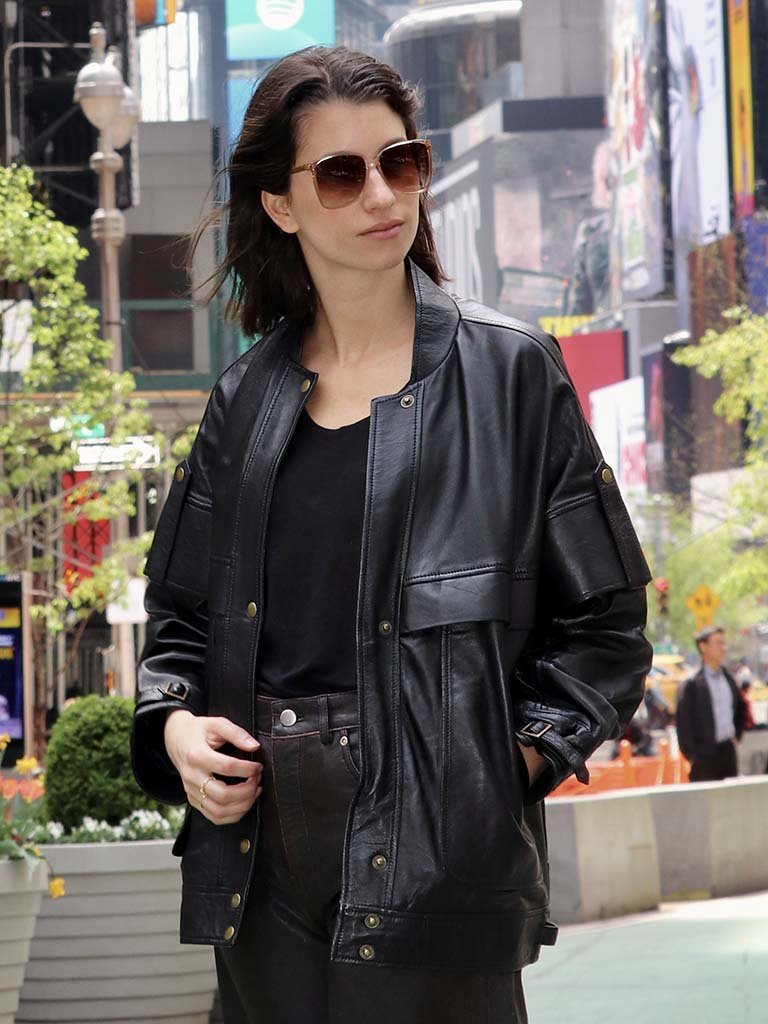 Chaqueta Holly Cuero Negro Oversized Biker | BOR