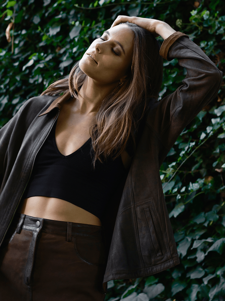 Chaqueta Reversible de Cuero y Gamuza Terra Café - Bor spa