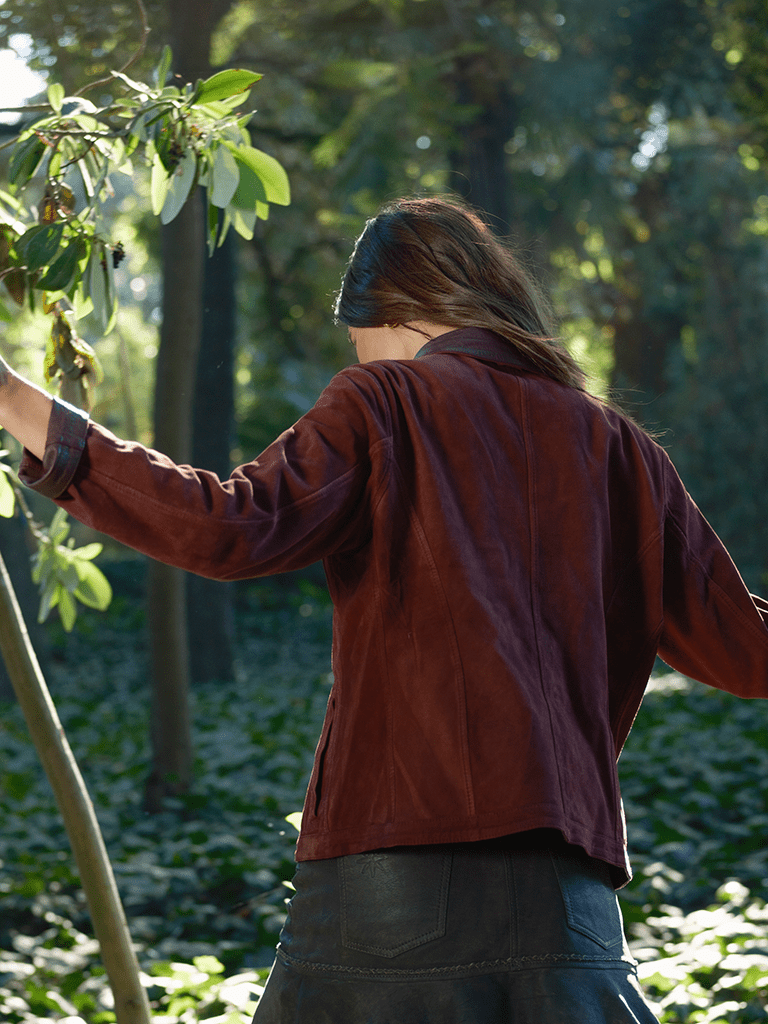 Chaqueta Terra Reversible de Cuero Burdeo - Bor spa