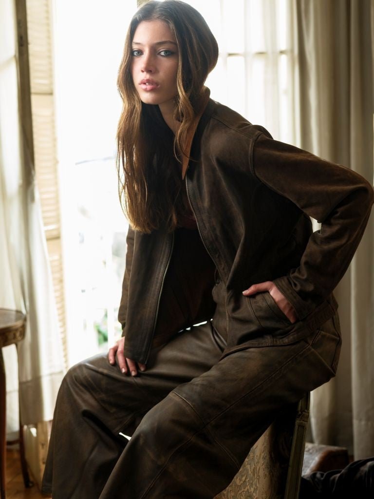 Chaqueta Terra Reversible de Cuero Café - Bor spa