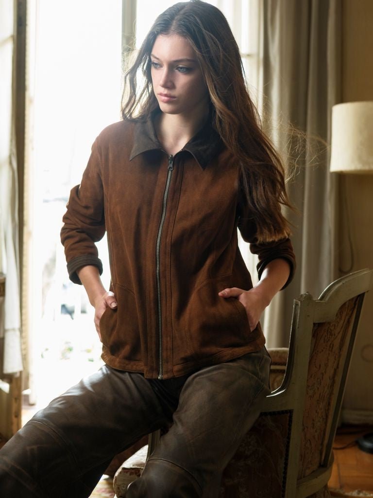 Chaqueta Terra Reversible de Cuero Café - Bor spa