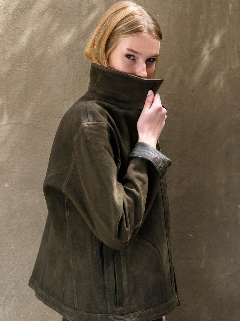 Chaqueta Terra Reversible de Cuero Verde - Bor spa