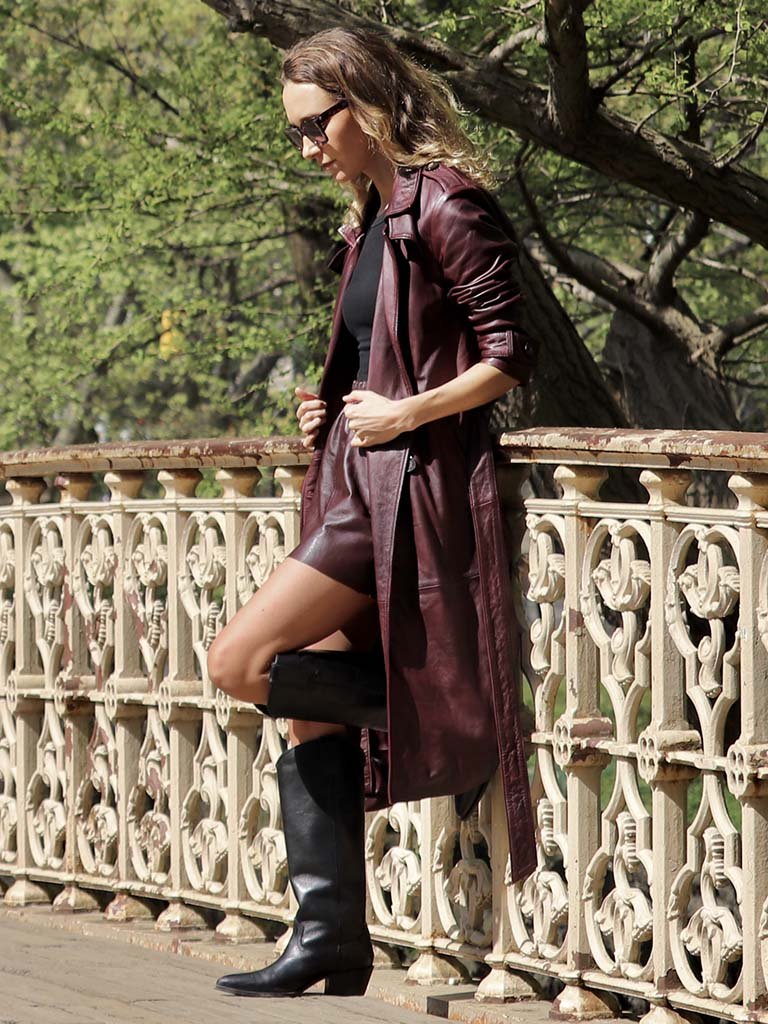 Trench largo cuero  Burdeo - Bor spa