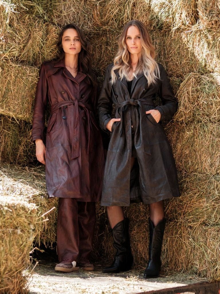 Trench largo cuero Burdeo - Bor spa